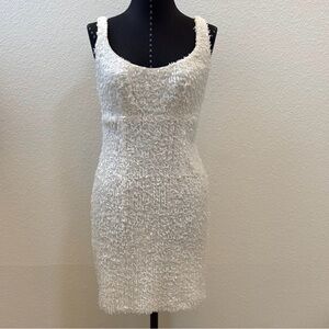 *PETITE* Suzi Chin Ivory Textured Mini Dress